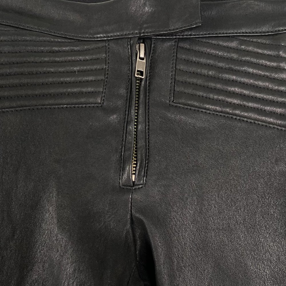 A.L.C. Pants Leather Cotton Black Leg Zip Size 2‎ - Picture 3 of 10